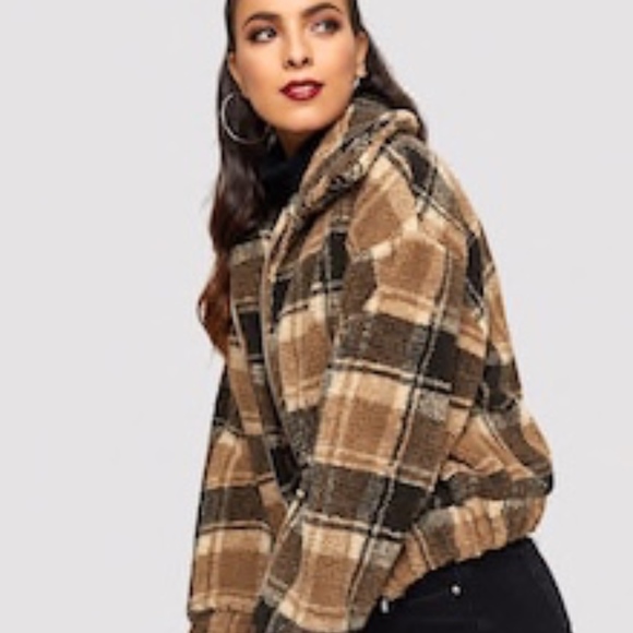 LAST ONE!!! Plaid Zip-Up Shearling Jacket - Picture 3 of 7